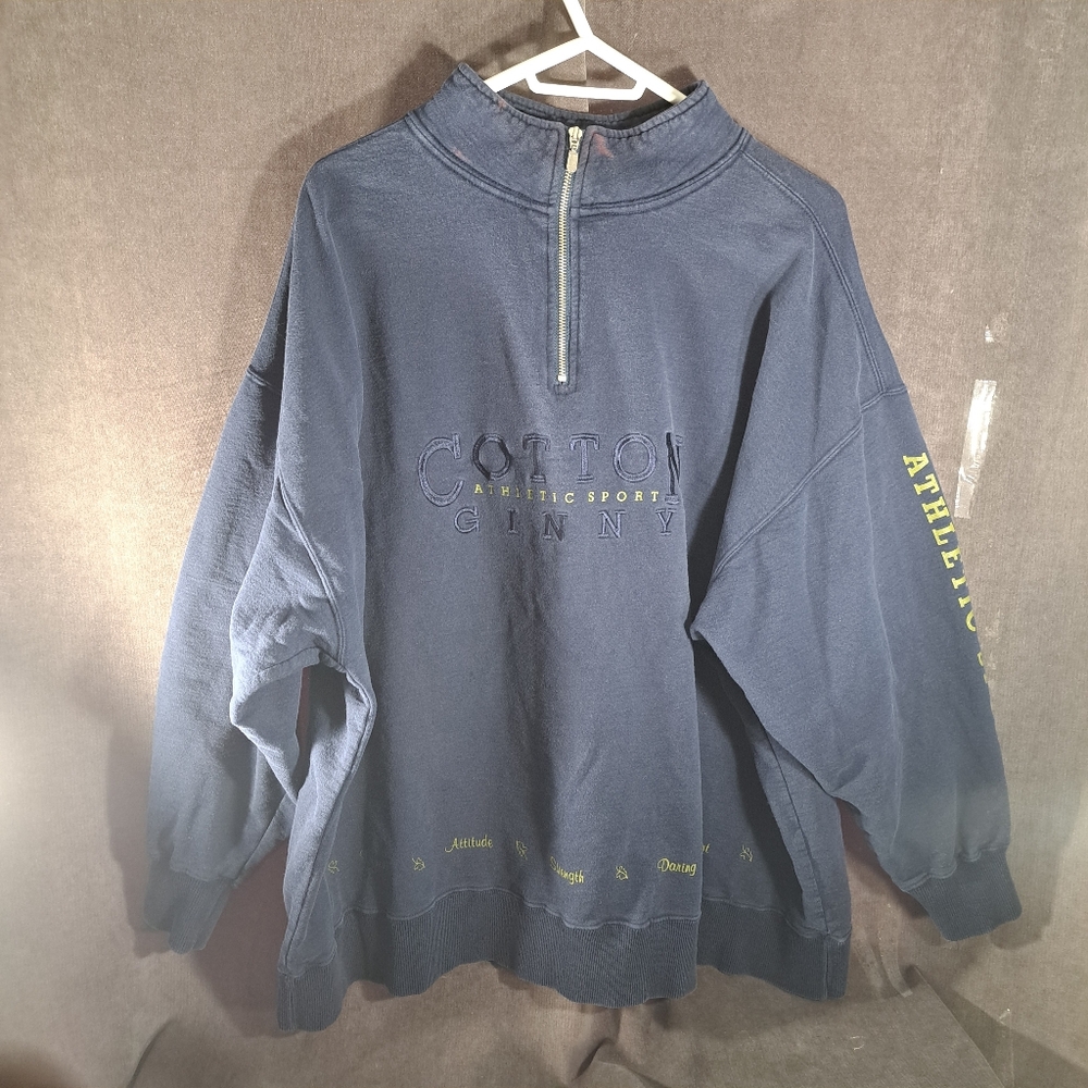 Vintage Cotton Ginny Sport Plus Navy Blue Crew Neck with Zip G- 5X